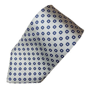 Vintage The Custom Shop Silver Floral Necktie 100% Silk 3.5"x 57"